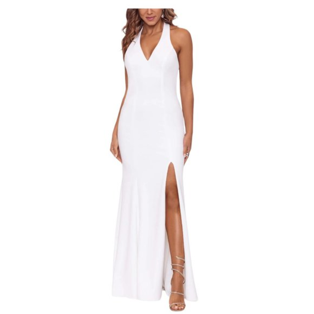 NWOT XSCAPE Halter Neck‎ Gown in White (2)